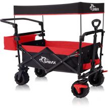 Samax - Chariot de Jardin avec Toit Pliante Offroad - Noir / Rouge