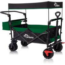 Faltbarer Bollerwagen Offroad mit Dach - Schwarz / Grün - Samax