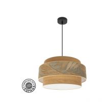 Abrila akunadecor Kronleuchter 3-Licht Samoa Braun Doppelschirm