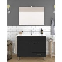 Allstone - Samos Badezimmer-Set mit 2 Türen und einer Schublade, 7 verschiedene Farben, 15 Maße, inkl. Möbel, Waschbecken und Spiegel, Graphit