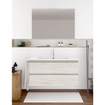Allstone - Ibiza Badezimmer-Set mit 2 Schubladen, 8 verschiedene Farben, 15 Maße, inkl. Möbel, Waschbecken und Spiegel, Graphit 120x45Cm 1 Waschbecken