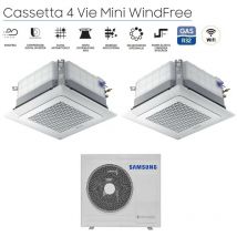 Samsung - dual split inverter air conditioner 4-way mini windfree 18+18 with aj100txj5kg/eu r-32 18000+18000 wi-fi optional with grille included