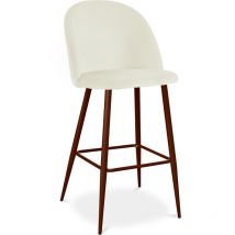 Samtgepolsterter Hocker - Skandinavisches Design - Evelyne Cremefarben