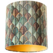 Qazqa - Samtlampenschirm mit Blattdesign und goldener Innenseite 40/40/40