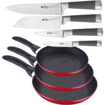 Batería de cocina 5 piezas y juego de sartenes en rojo - San Ignacio