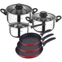 San Ignacio - Ensemble de 5 pièces pour casseroles et poêles à frire rouge