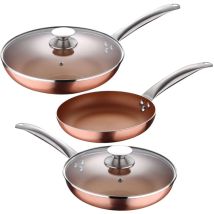 Set 5pc Sartenes Ø20ø24ø28 (con Tapa) Aluminio Prensado Inducción Optimum Copper - Cobre