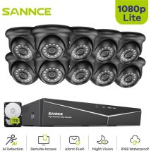 16CH 1080P Kit de Surveillance Vidéo Extérieur ir Vision Nocturne Informations Alarme Sécurité Caméras Système Access Distance - 1TB - Sannce