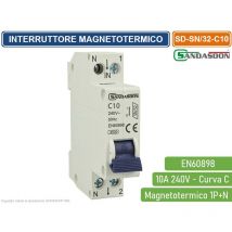 Interruttore megnetotermico per barra din 1 modulo 1P+N 240V curva c 4.5KA 10A - Sandasdon