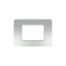 Placca 503 3 Moduli Slim Grigio Silver Compatibile Bticino Living Air SD46003-7