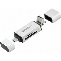 Sandberg - Card Reader USB-C+USB+MicroUSB lecteur de carte mémoire Argent - Lecteurs de carte mémoire (MicroSD (TransFlash),SD, Argent, usb, 1