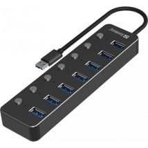 Sandberg - usb 3.0 Hub 7 Ports 7 Ports de données Interrupteurs d'alimentation individuels Adaptateur usb Transfert de données Rapide Hub d'extension