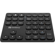 Sandberg - Wireless Numeric Keypad Pro, Pavé Numérique Portable avec Touches Silencieuses, Clavier sans Fil, Plug & Play, Rechargeable, Clavier