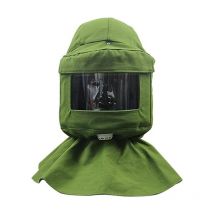 Memkey - Sandblasting bell, sandblasting scarf, wind mask, sandblasting shield, dust protection tools, face mask, green canvas + safety helmet