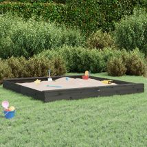Bonnevie - Sandbox with Seats Grey Square Solid Wood Pine VSVS4421420