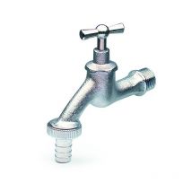 APM - Sandgestrahlter, verchromter deutscher Gartenhahn mit Schlauchhalter 070CS 01520 1/2' x 3/4'