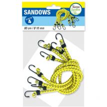 Sandow tendeur élastique 80cm avec crochets - lot de 4 - 10 mm - Noir