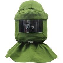 Sandstrahlglocke, Sandstrahlschal, Winddichte Maske, Anti-sandstrahlen, Staubschutzwerkzeuge, Gesichtsmaske, Grünes Segeltuch + Schutzhelm-aimoonsa
