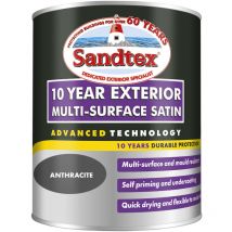 10 Year Exterior Multi Surface Satin - Anthracite - 750ml - Sandtex