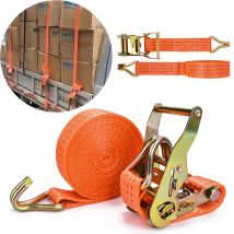 Sdlogal - Sangle à Cliquet avec Crochets 2 Pièces Tendeur professionnel 6 m x 3,8 cm, Sangle d'Arrimage à Cliquet, Sangle d'arrimage d'attache, pour
