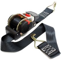 Sangle d'arrimage 1,8 m x 50 mm Traction 750 daN pes Crochet avec Tendeur à cliquet Auto-enrouleur
