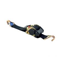 Lecuyer - Sangle d'arrimage polyester à enrouleur automatique, double crochet, longueur 3m, largeur 25mm, LC=300daN, coloris noir