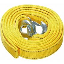Sangle de remorquage Robuste avec Crochets de sécurité, ,Corde de remorquage en Polyester, Corde de Traction, Jaune 4 mètres, 5 tonnes