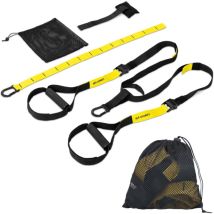 Sangles d'entraînement Gymrex – 164 cm – Polypropylène, poignées en caoutchouc – Équipement de fitness multifonctionnel