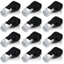 Sangles d'arrimage 1M, 12 pièces de sangles à cliquet avec attaches en alliage de zinc pour la fixation des supports de moto/vélo