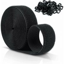 Sangles Scratch Velcr Réutilisables 10 m x 25 Mm, Sangles De Câble Réglables Avec 50 Boucles En Plastique, Libre De Couper Attaches De Câble Velcr En