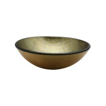 Saniclass - Limone Vasque à poser 42x14.5cm rond verre durci vert doré