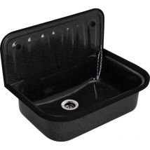 Sanicomfort - Ausgussbecken Stahl schwarz Granitoptik Kellerwaschbecken
