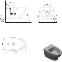Sanitana - pop art Bidé Suspendido 54 Blanco Brillo - ref: S10203531400000