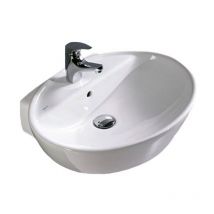 Soft Lavabo Parete-Appoggio 57X45 H.16 Con Foro Centrale Bianco - Sanitana