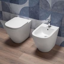 Sanitari Filo Muro Wc Rimless con Sedile Soft Close e Bidet Kerm