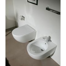 Flaminia – Sanitari App mini sospesi salvaspazio senza brida – Ceramica bianca lucida – 48,5 cm x 36 cm x 27 cm