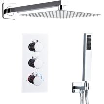 Ensemble de Douche Encastré Thermostatique Chrome, Colonne Douche Salle de Bain, Douche Encastree Noire avec Douchette à Main et Douche de Tête