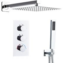 Ensemble de Douche Encastré Thermostatique Chrome, Colonne Douche Salle de Bain, Douche Encastree Noire avec Douchette à Main et Douche de Tête