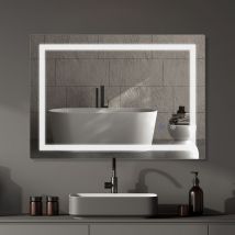 Sanitemodar LED Miroir de Salle de Bain 50 x 70 cm, Miroir de Salle de Bain avec Bande LED Double Luminosité, Miroir de Courtoisie avec Interrupteur