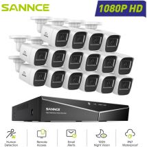 Sannce - 1080P 16CH Wired cctv Camera System 16x 2MP Bullet Cameras 2MP,Security Camera System Remote Access Night Vision