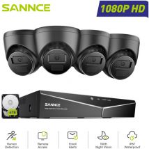 Sannce - 1080P Wired Surveillance Camera Kit 16CH 4 Camera Turret 2MP, Wired Security Camera System Night Vision Remote Access, 4TB hdd