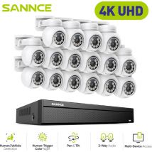 Sannce - 16CH Kit di videosorveglianza PoE nvr poe 8 canali con 16 telecamere cctv Sistema di telecamere di sicurezza interni esterni, senza hdd