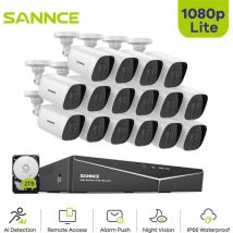 16CH Kit Videosorveglianza 1080P hd ir Movimento Rilevamento Night Vision Monitoraggio Remoto Sicurezza Sistema - 2 tb hdd - Sannce