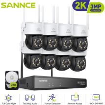 3MP Kit de Surveillance Sans Fil H.264 + Sécurité Protection Alerte Email Audio Bidirectionnel wifi Vidéo Caméra Système - 2TB - Sannce