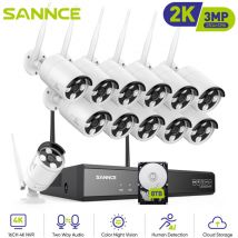 3mp Wlan-netzwerk-überwachungskamerasystem Mit Audioaufzeichnung, Personenerkennungsalarm, Ip66 - Sannce