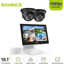 Sannce - 4CH Kits de Vidéosurveillance 10.1'Écran 21080P Caméra hd ir Vision Nocturne Étanche Accès à Distance Sécurité Surveillance Système