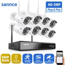 Sannce - Sistema de cámara de seguridad inalámbrica WiFi 3M con 8 cámaras wifi kit nvr - No contiene un disco duro