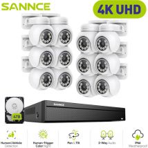 4K 16CH Sistema di telecamere di sicurezza pt PoE,12 telecamere ip PT,audio bidirezionale, videosorveglianza 24/7,4TB hdd - Sannce