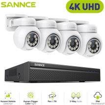 Sannce - 4K Kit Caméra de Surveillance nvr Couleur Vision Nocturne Audio Bidirectionnel Détection Mouvement Sécurité Vidéo Caméras Système