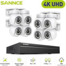 Sannce - 4K pt PoE Security Camera System,8 pt ip Cameras,2-Way Audio,24/7 Video Surveillance,0TB hdd
